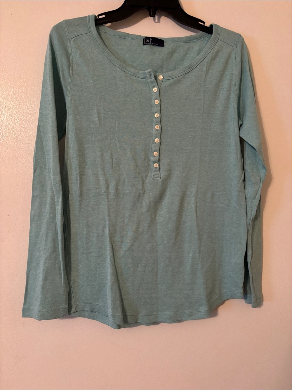 GAP Women's Light Teal Long Sleeve Henley